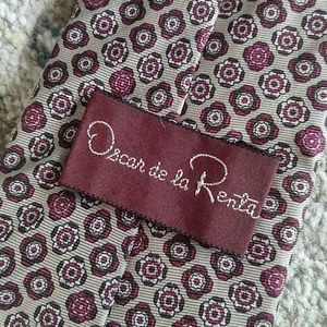 Oscar de la Renta Tie | Gray, Red, Maroon, White